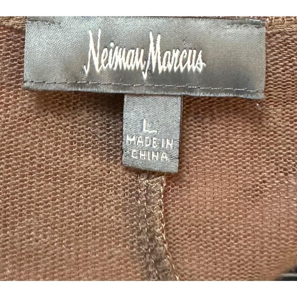 Neiman Marcus Vintage Y2K Linen Blend Long Cardigan Sweater Brown Size L - Picture 9 of 10